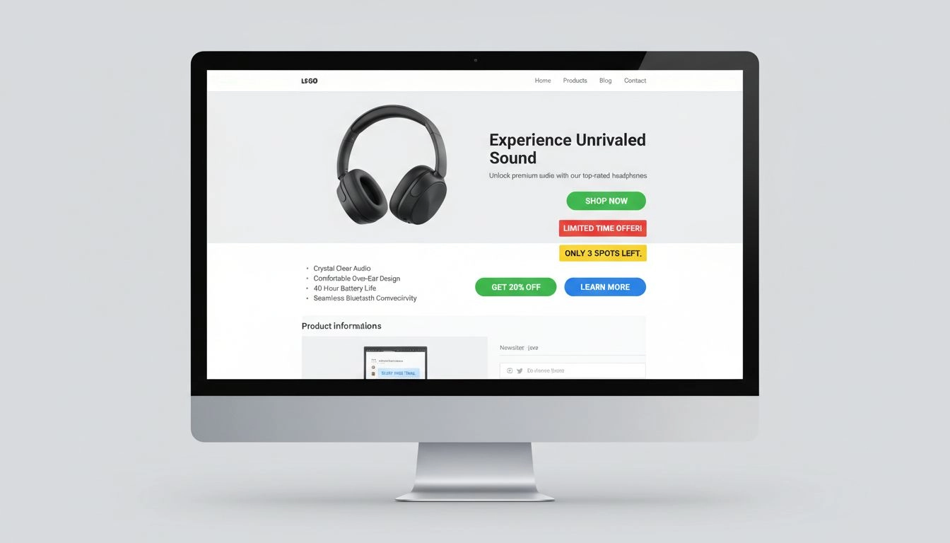 Professionele affiliate marketing landingspagina met meerdere CTA-knoppen, urgentieboodschappen en optimale plaatsing