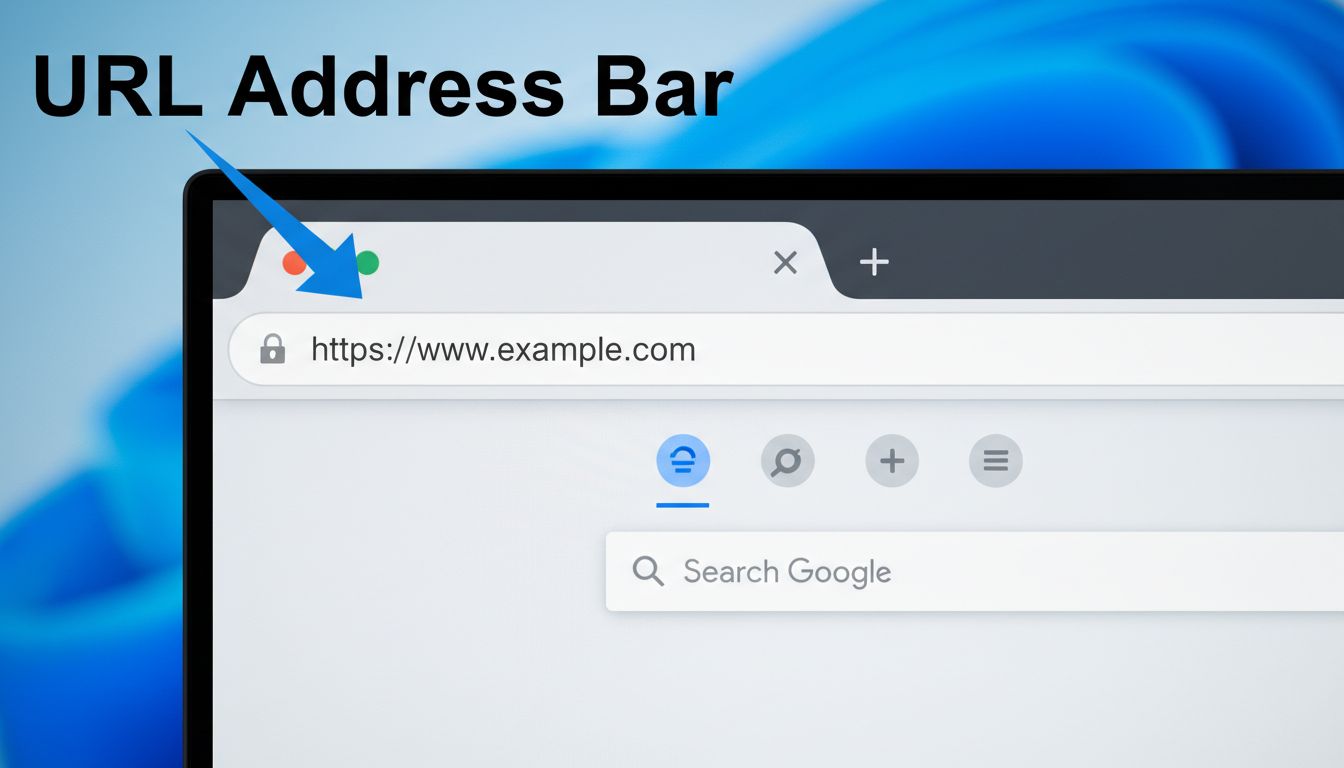 Webbrowser-adresbalk toont de locatie van de URL bovenaan het venster