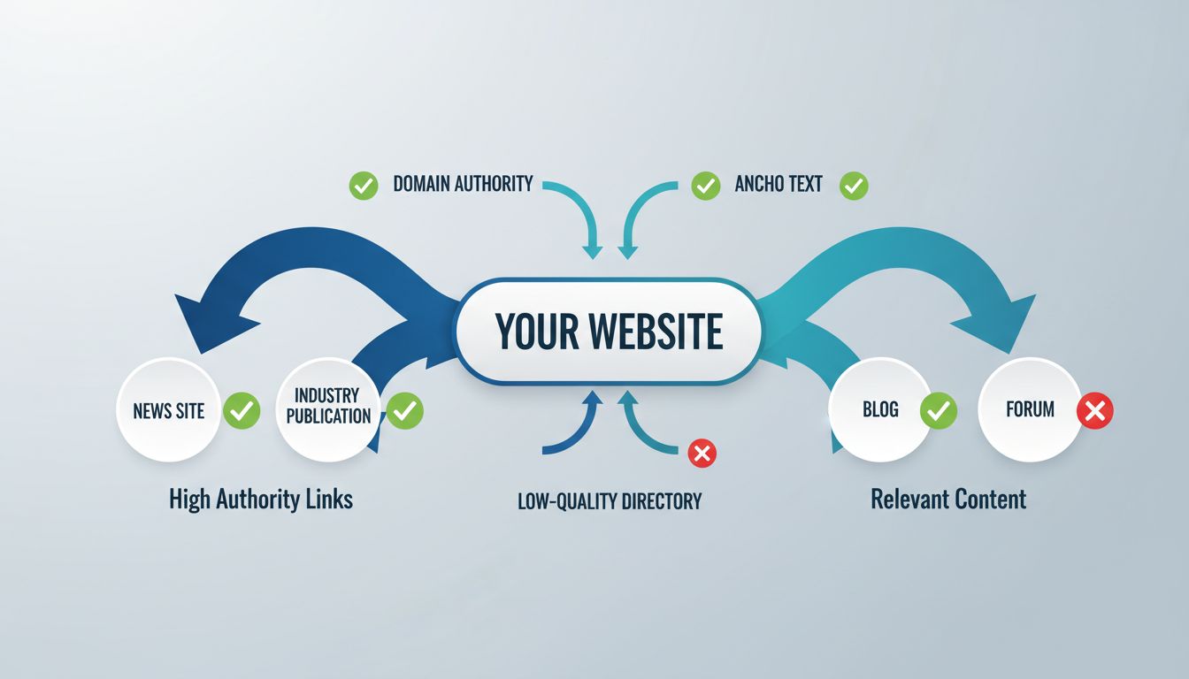 Infographic inkomende links en backlinks met websiteautoriteit en linkkwaliteitsindicatoren