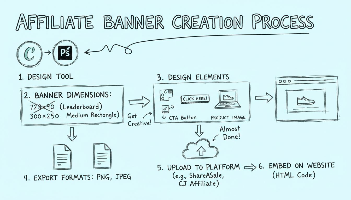 Stapsgewijs proces van het maken van een affiliate banner van ontwerptool tot website-integratie