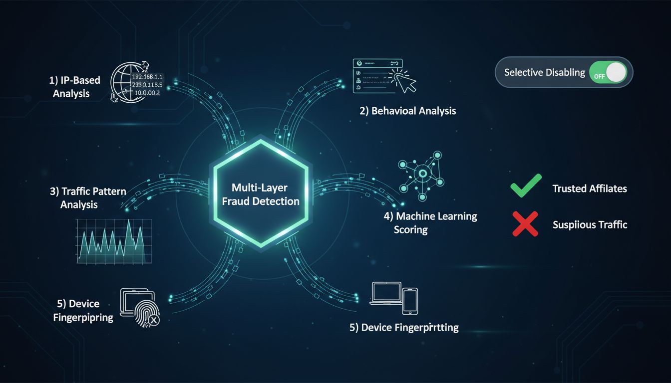 Multi-layer click fraud protection system with selective disabling controls