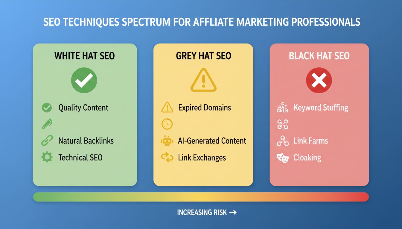 SEO Spectrum: White Hat vs Grey Hat vs Black Hat technieken vergelijking