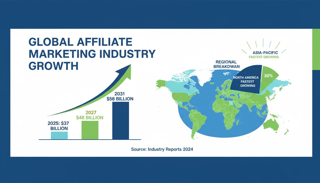 Wereldwijde groei affiliate marketing industrie prognose van 2025 tot 2031 met marktgroei en regionale verdeling