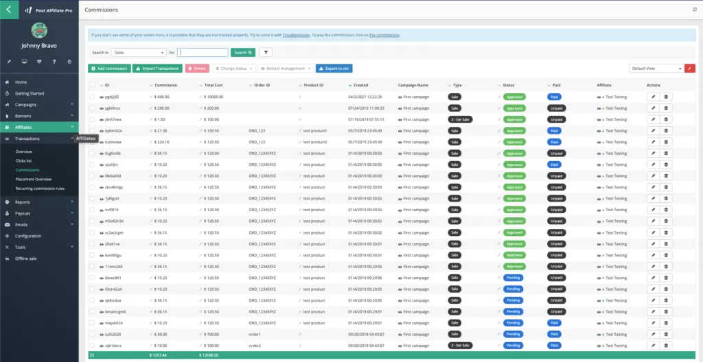 Commissies uitbetaald