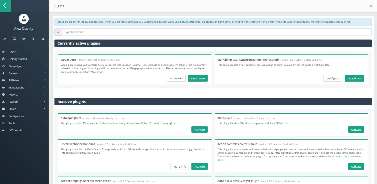 Post Affiliate Pro plug-ins