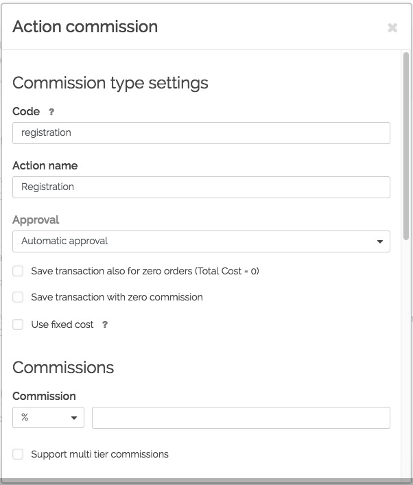 Actiecommissie in Post Affiliate Pro