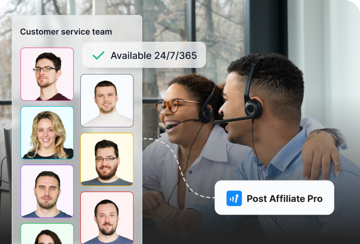 Klantenservice team beschikbaar 24/7 voor Post Affiliate Pro gebruikers