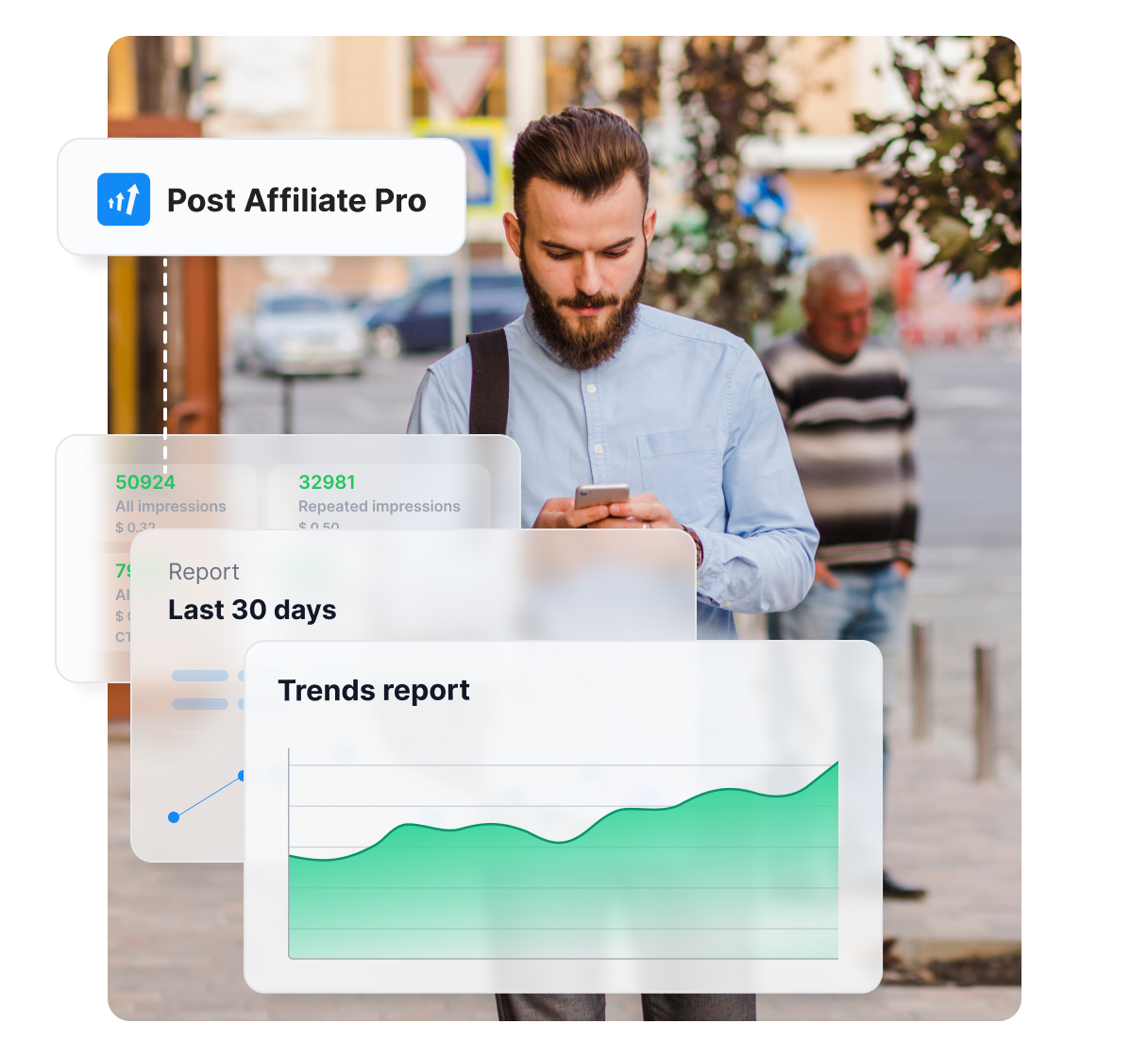 Een infographic die de gebieden toont waarin Post Affiliate Pro je kan helpen, zoals het identificeren van het publiek, het opzetten van commissiestructuren en meer.