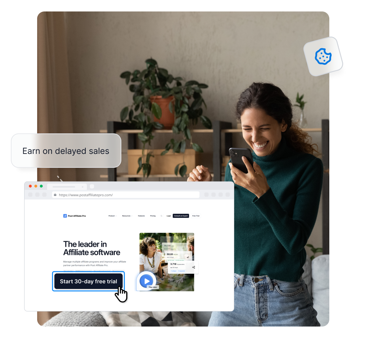 Een infographic die de gebieden toont waarin Post Affiliate Pro je kan helpen, zoals het identificeren van het publiek, het creëren van commissie structuren en meer.
