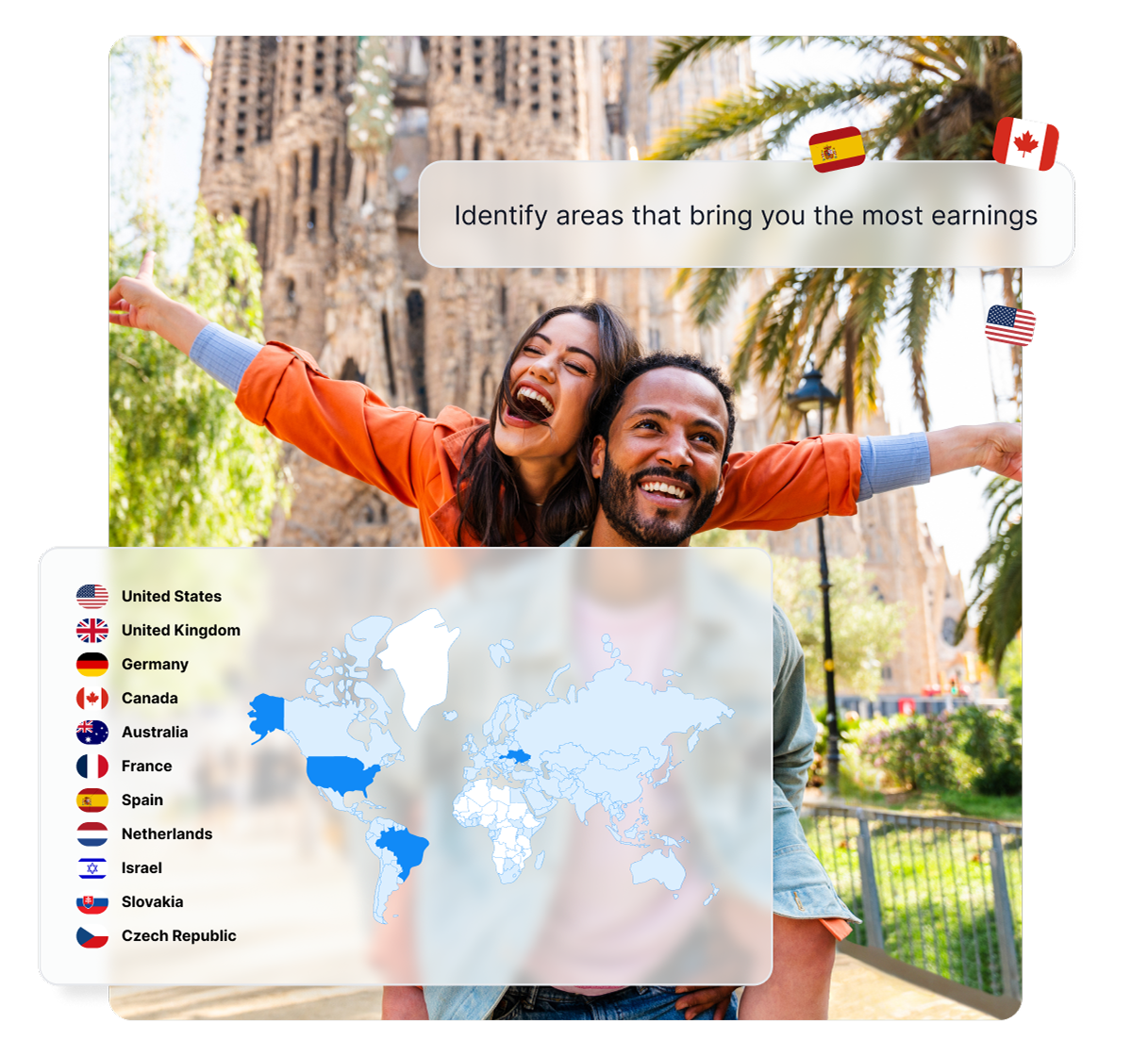 Kaartoverlay functie in Post Affiliate Pro toont geografische spreiding van het succes van affiliate programma's.